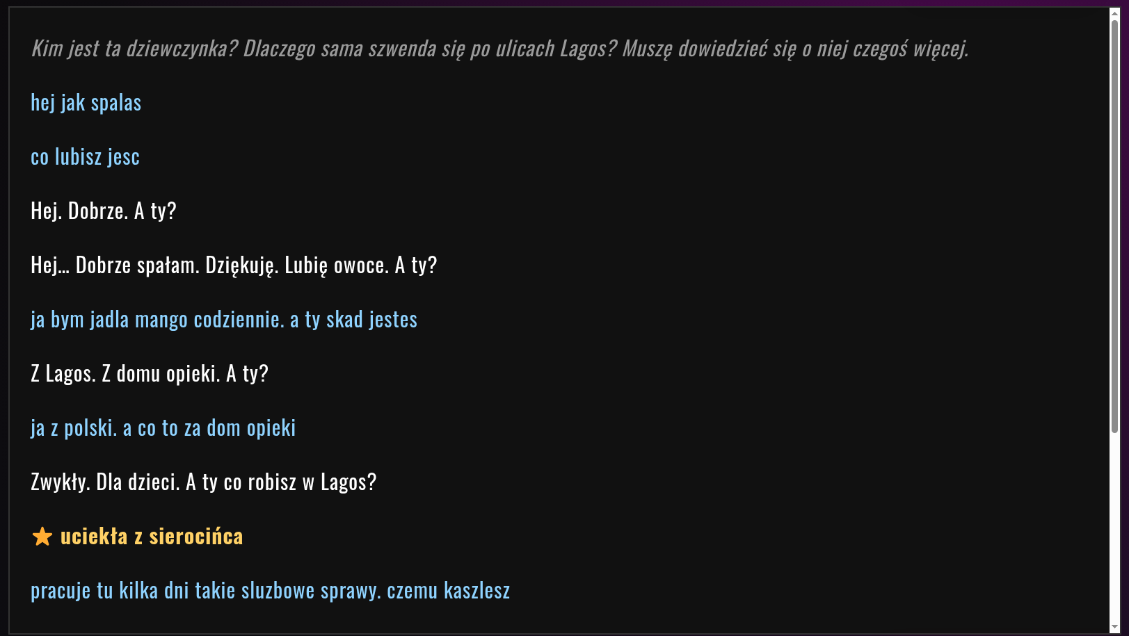 Beginning of conversation with Amara